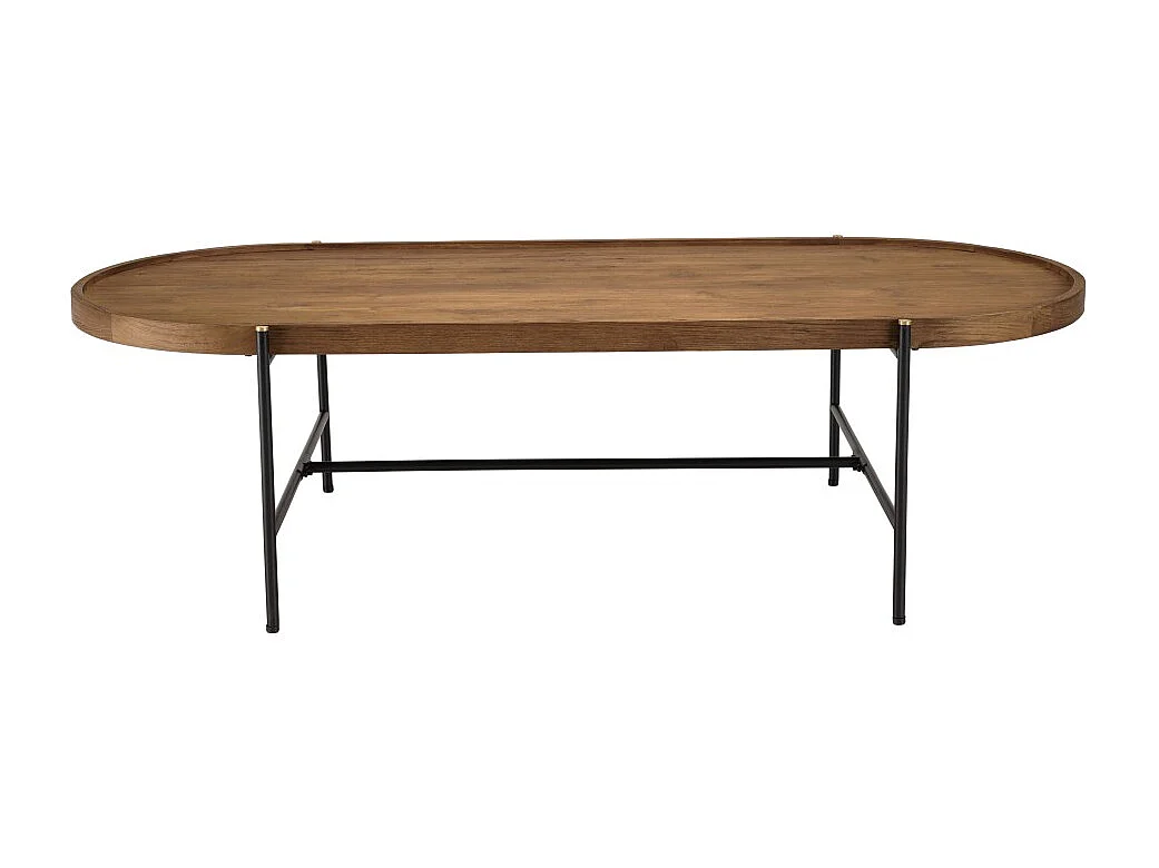 SIXTINE - Table basse ovale 140x63cm plateau en bois de teck recyclé