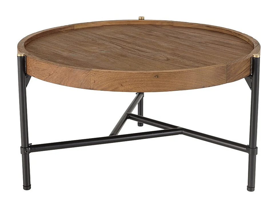 SIXTINE - Table basse ronde diam 58 plateau en bois de teck recyclé