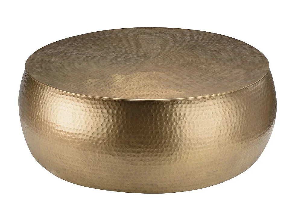 JOHAN - Table basse ronde 106x106cm effet martelé aluminium doré