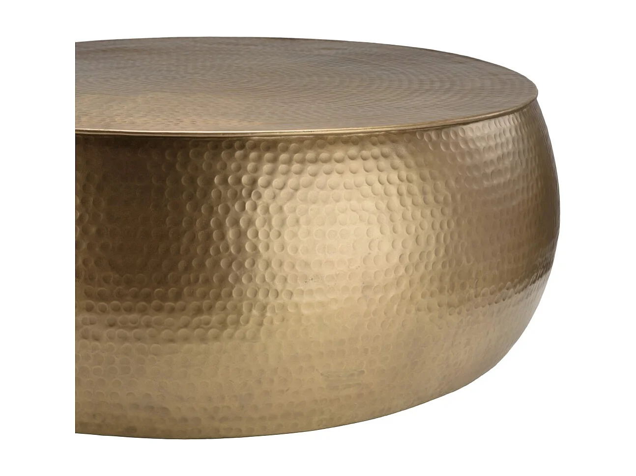 JOHAN - Table basse ronde 106x106cm effet martelé aluminium doré