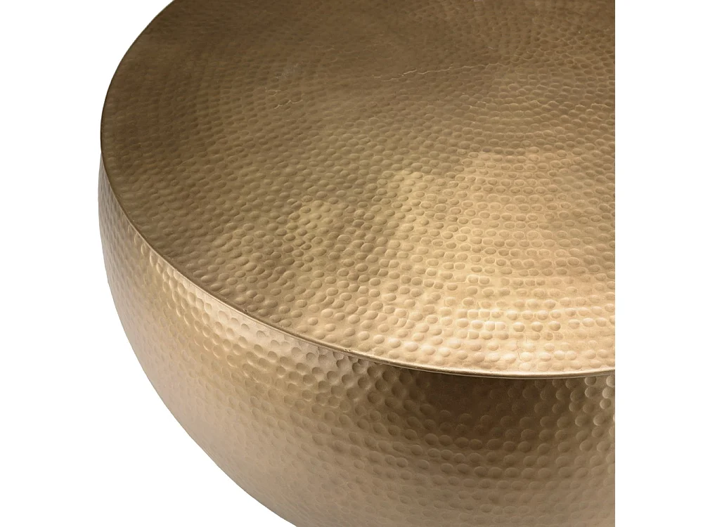 JOHAN - Table basse ronde 106x106cm effet martelé aluminium doré