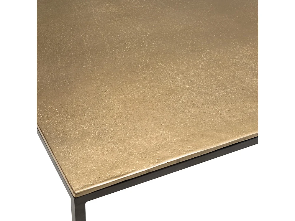 JOHAN - Table basse carrée 90x90cm aluminium doré et noir pieds métal