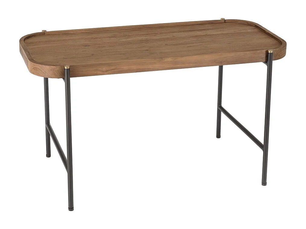 SIXTINE - Table basse ovale 85x43cm plateau en bois de teck recyclé