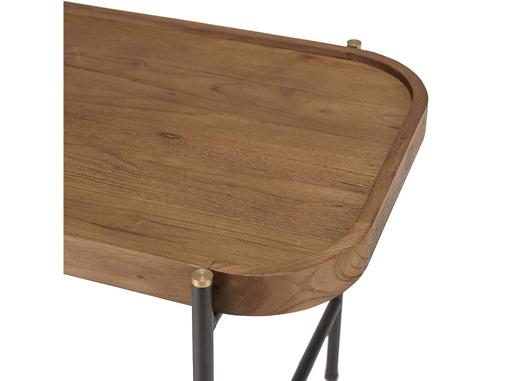 SIXTINE - Table basse ovale 85x43cm plateau en bois de teck recyclé