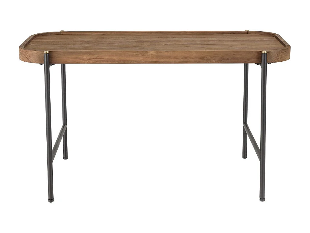 SIXTINE - Table basse ovale 85x43cm plateau en bois de teck recyclé