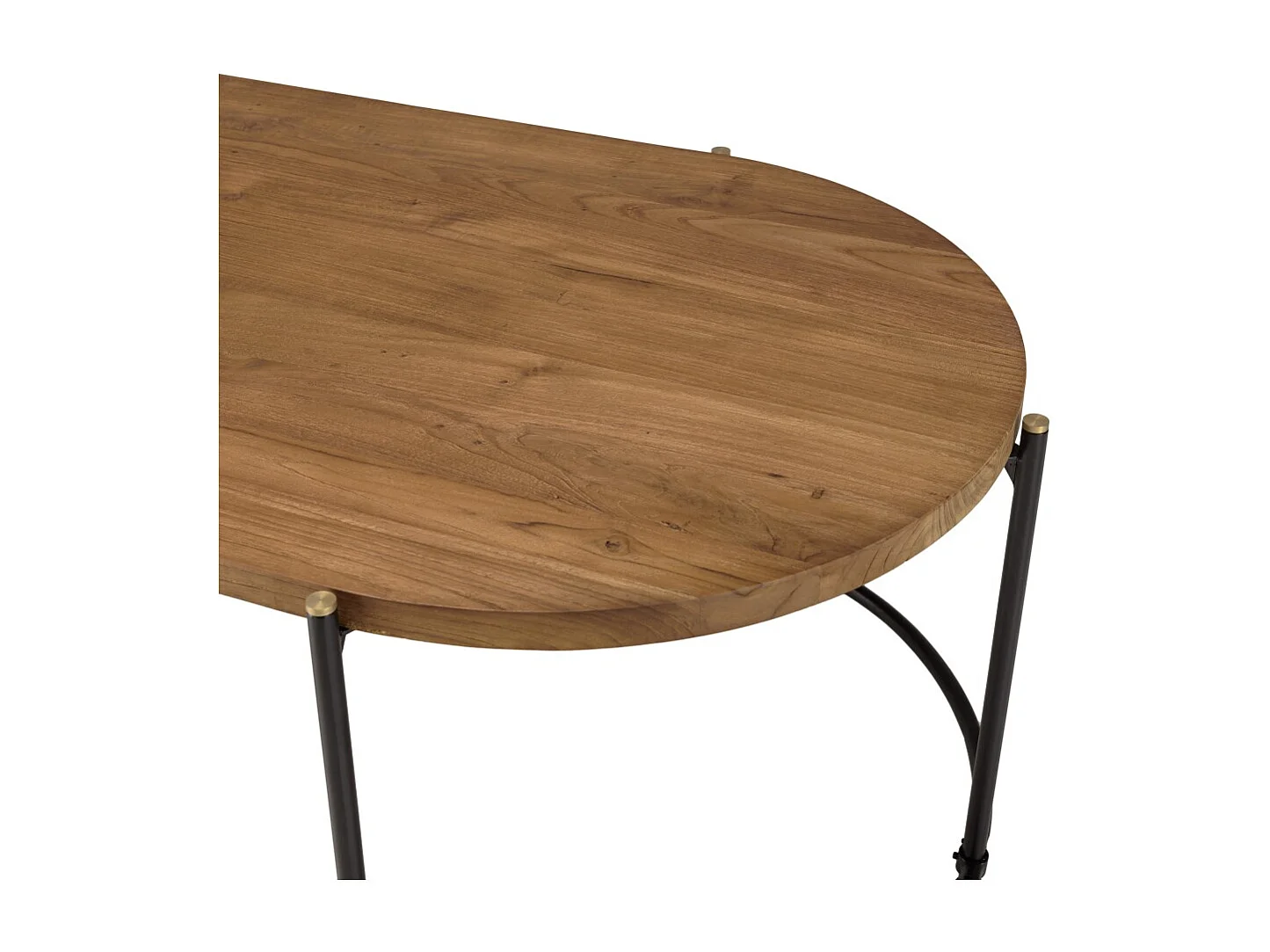 SIXTINE - Table basse ovale 163x63cm plateau en bois de teck recyclé