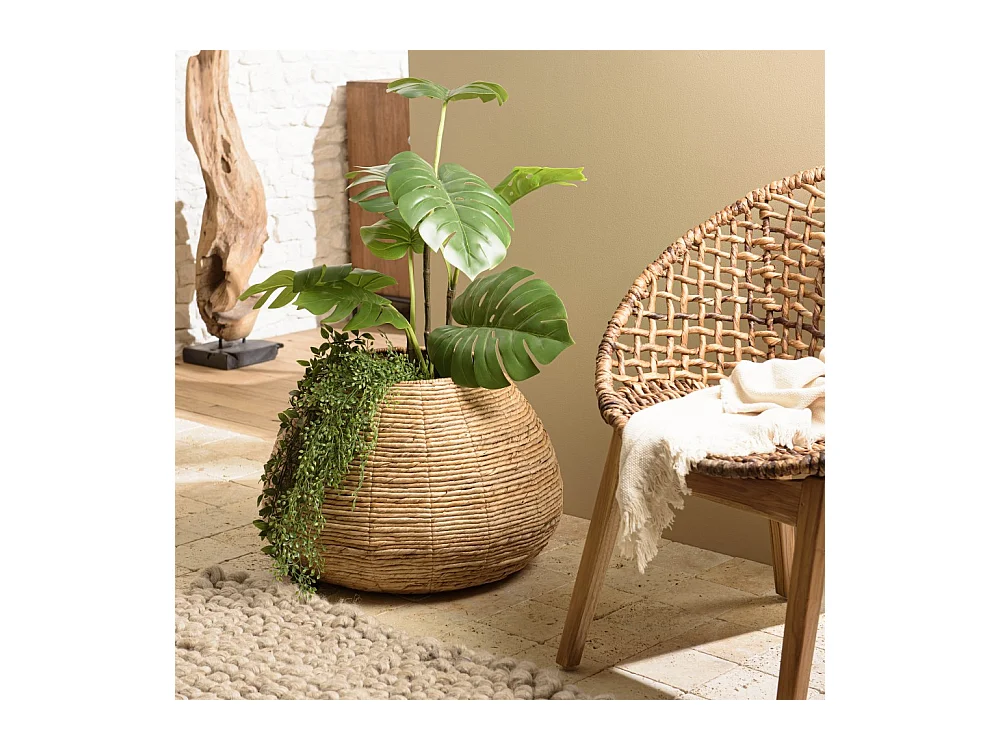 SIXTINE - Cache pot 60x60 cm en rotin marron