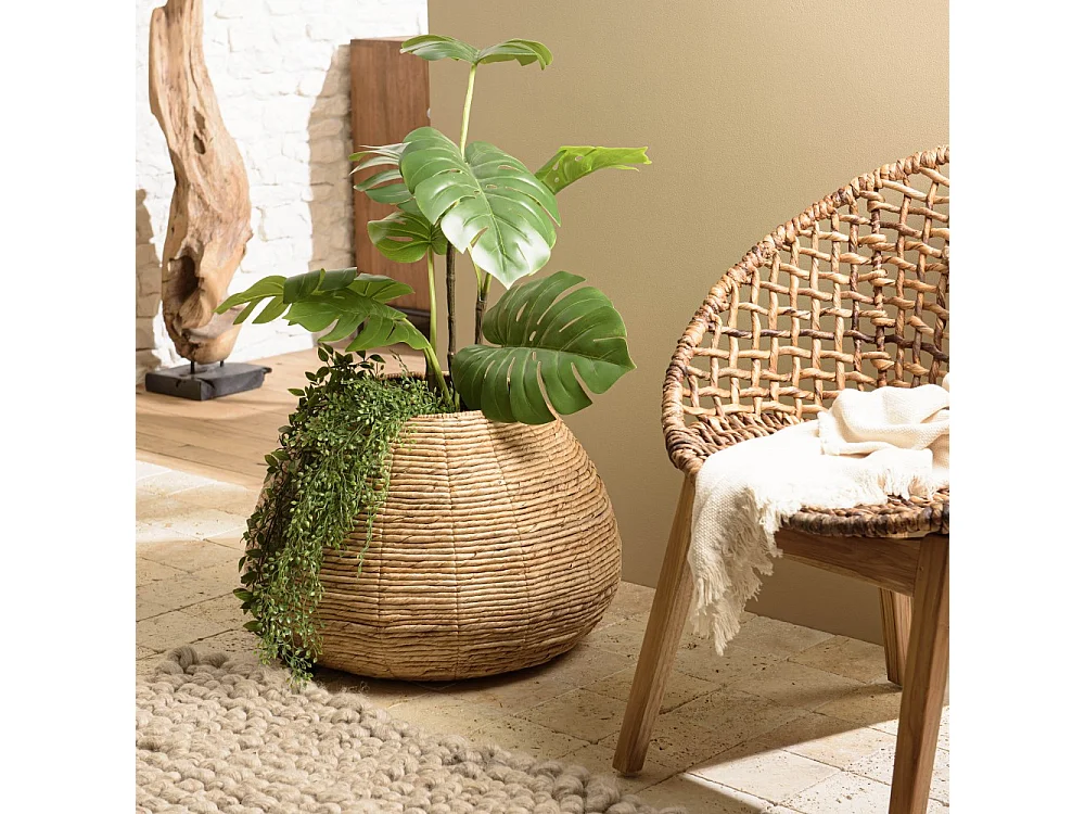 SIXTINE - Cache pot 60x60 cm en rotin marron