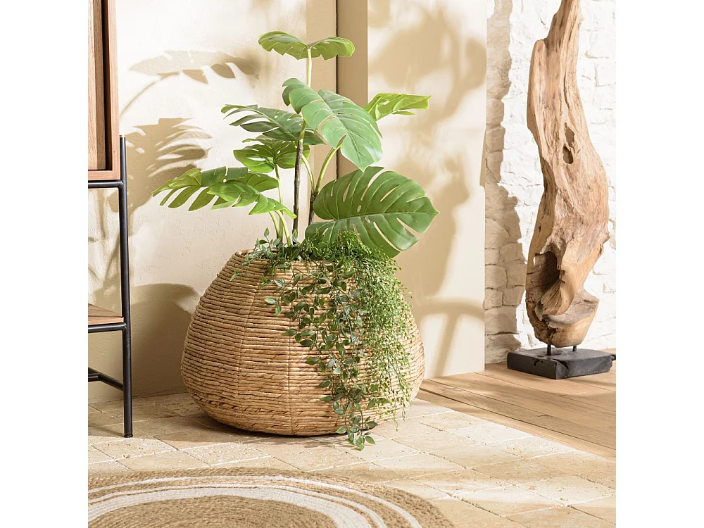 SIXTINE - Cache pot 60x60 cm en rotin marron