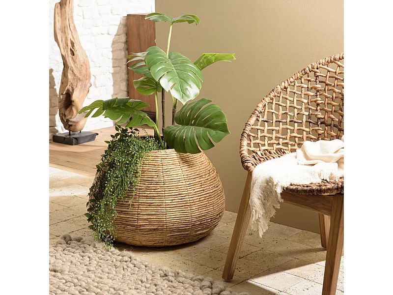 SIXTINE - Cache pot 60x60 cm en rotin marron