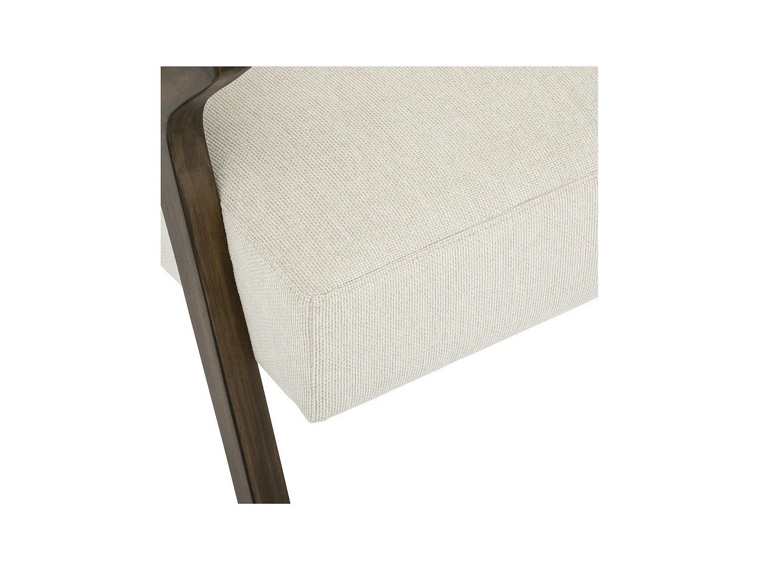 Fauteuil en Bois d'Hévéa et tissu Blanc Ivoire