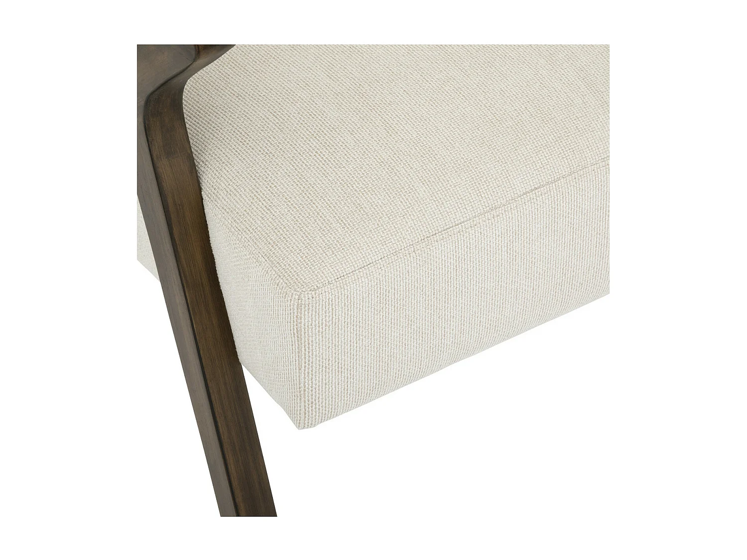 Fauteuil en Bois d'Hévéa et tissu Blanc Ivoire