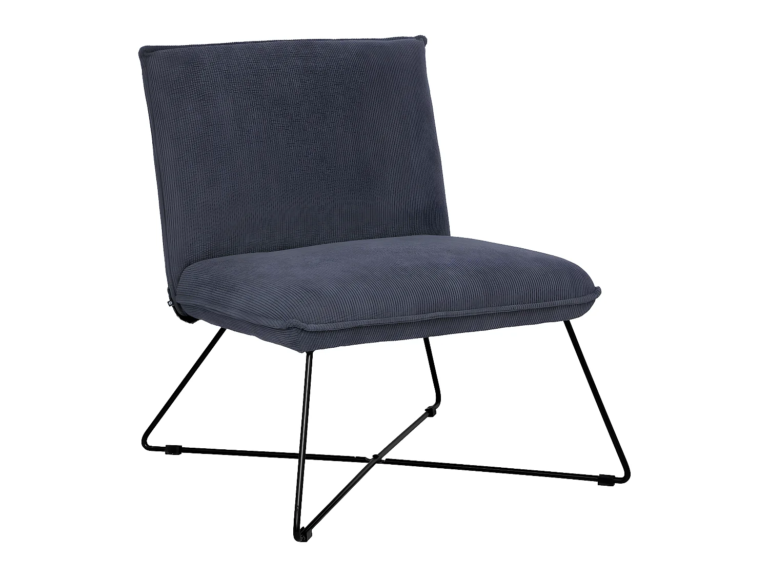 Fauteuil en velours côtelé Gris et pieds en métal noir