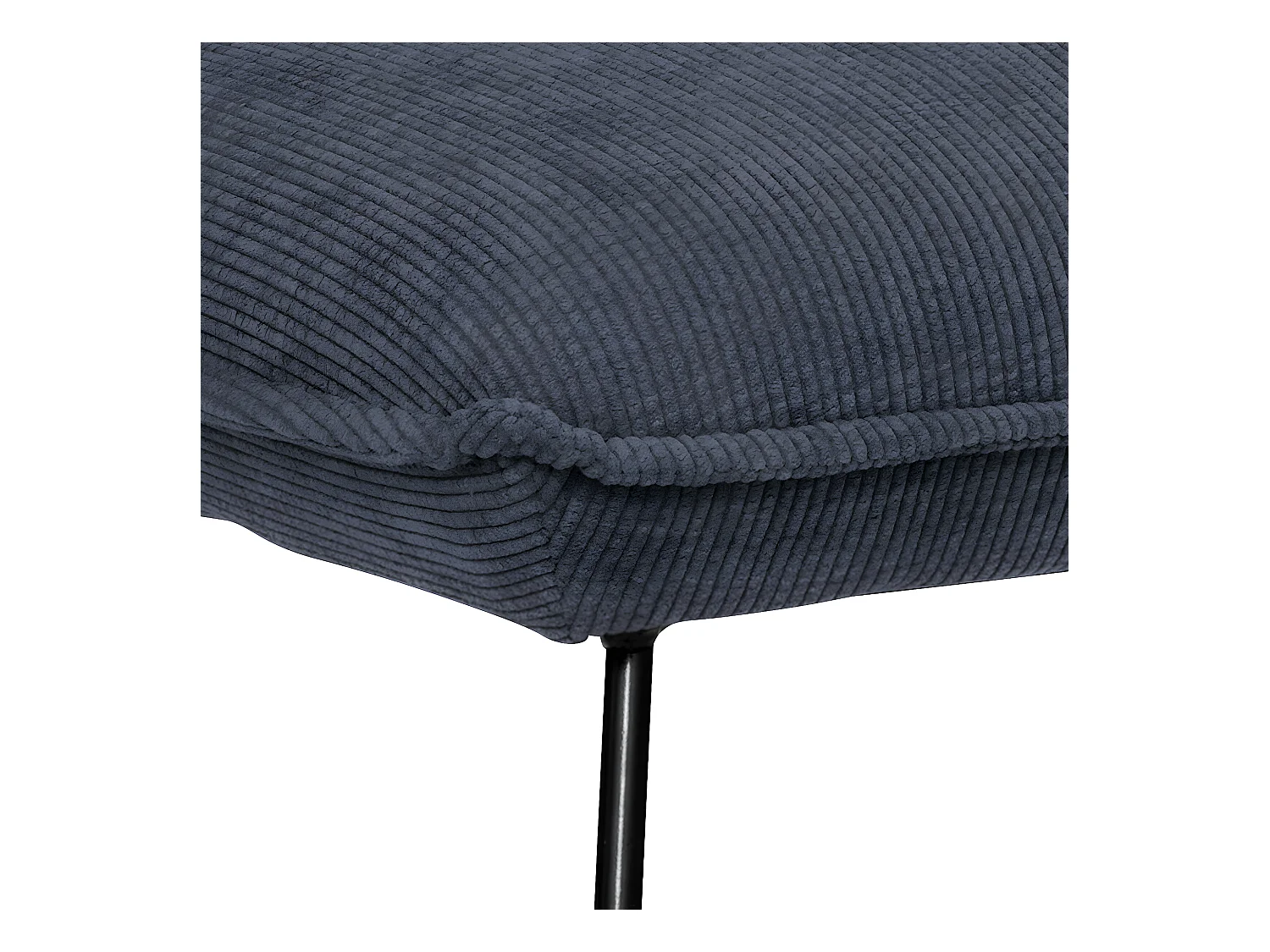 Fauteuil en velours côtelé Gris et pieds en métal noir