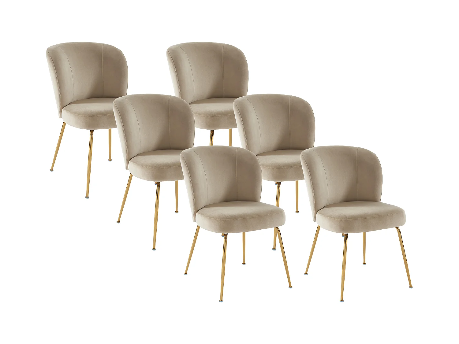 Zestaw 6 krzeseł z tkaniny i złoconego metalu - Beżowy - POLPONA autorstwa Pascala MORABITO