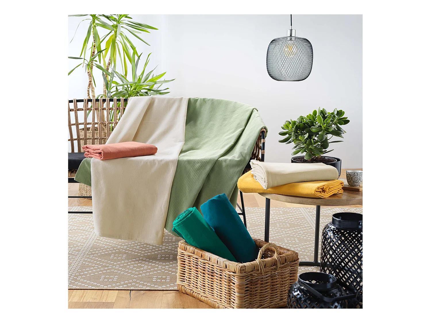 Plaid Jete de lit fauteuil 180 x 220 cm Lucilia sauge