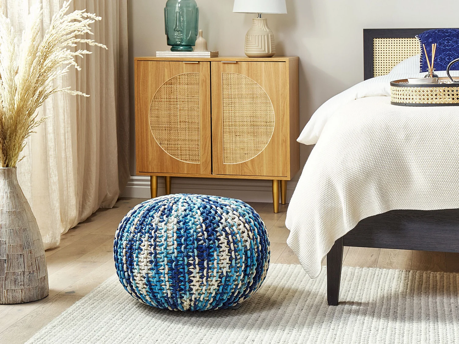 Poef CONRAD Katoen Blauw 50 cm 50 cm 35 cm
