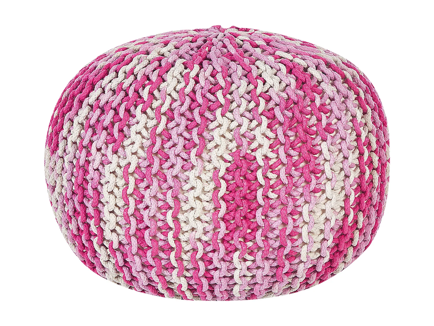Pouf Hocker Baumwolle weiß / rosa ombre rund ⌀ 50 cm gestrickt Boho Conrad