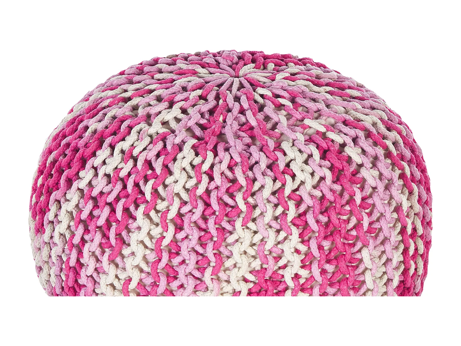 Pouf Hocker Baumwolle weiß / rosa ombre rund ⌀ 50 cm gestrickt Boho Conrad