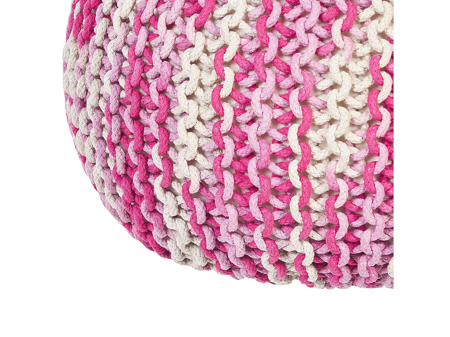 Pouf Hocker Baumwolle weiß / rosa ombre rund ⌀ 50 cm gestrickt Boho Conrad
