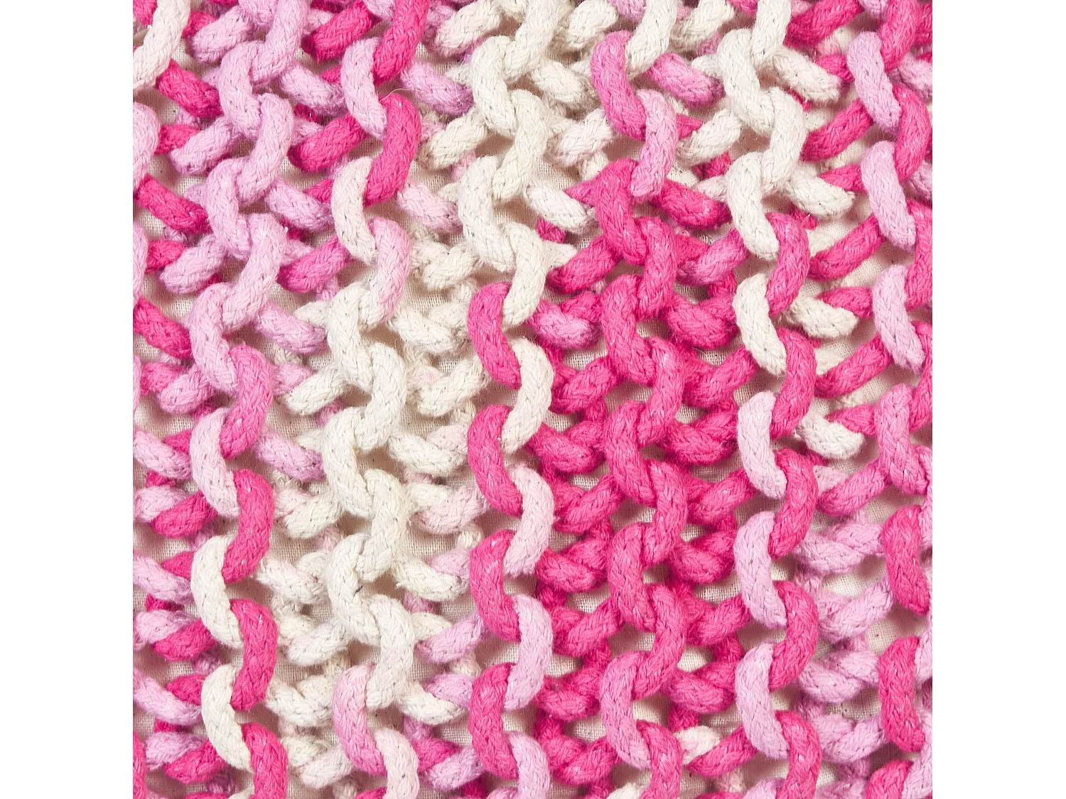 Pouf Hocker Baumwolle weiß / rosa ombre rund ⌀ 50 cm gestrickt Boho Conrad