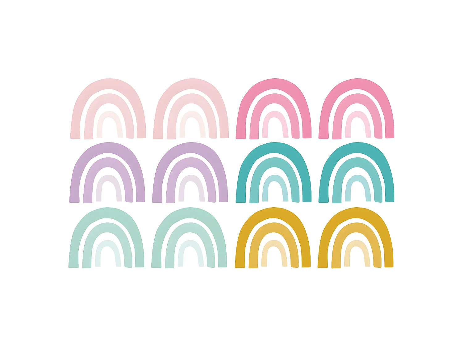 Stickers muraux en vinyle arcs en ciel rose et lilas