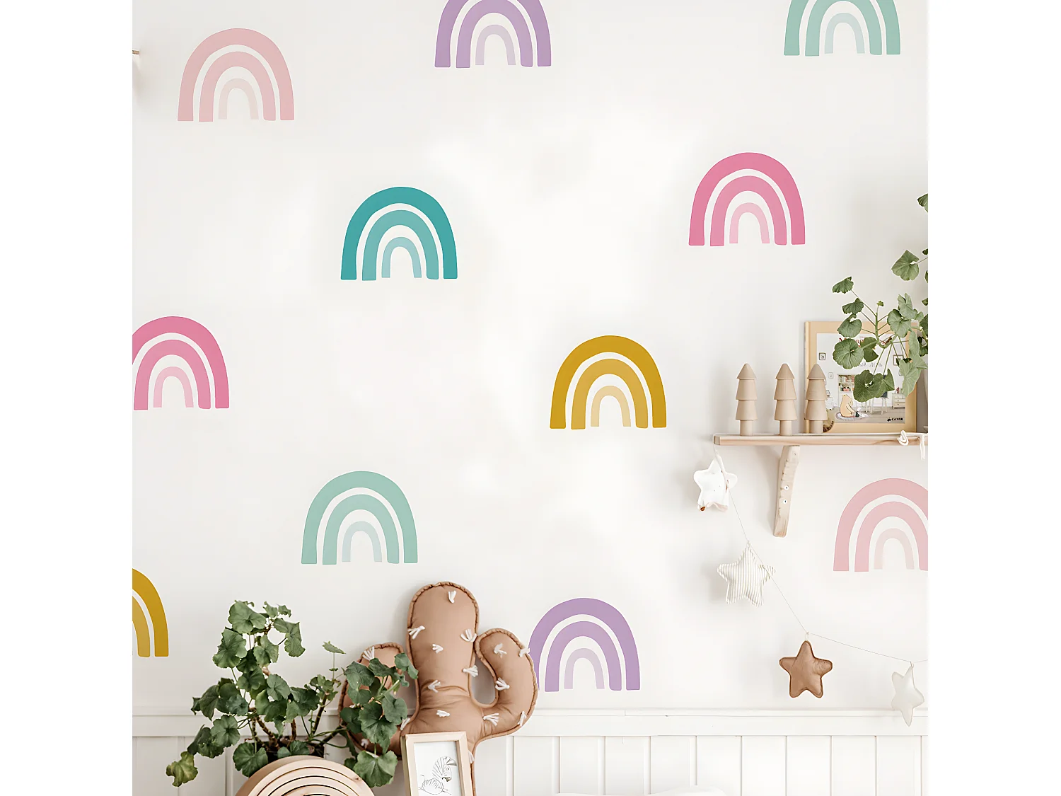 Stickers muraux en vinyle arcs en ciel rose et lilas