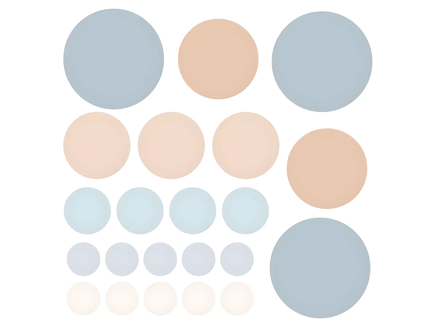 Stickers muraux en vinyle rondes mix bleu et beige