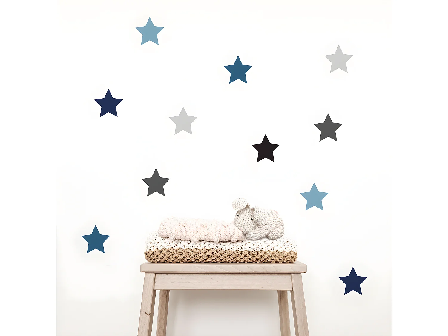 Stickers muraux en vinyle étoiles bleu et gris