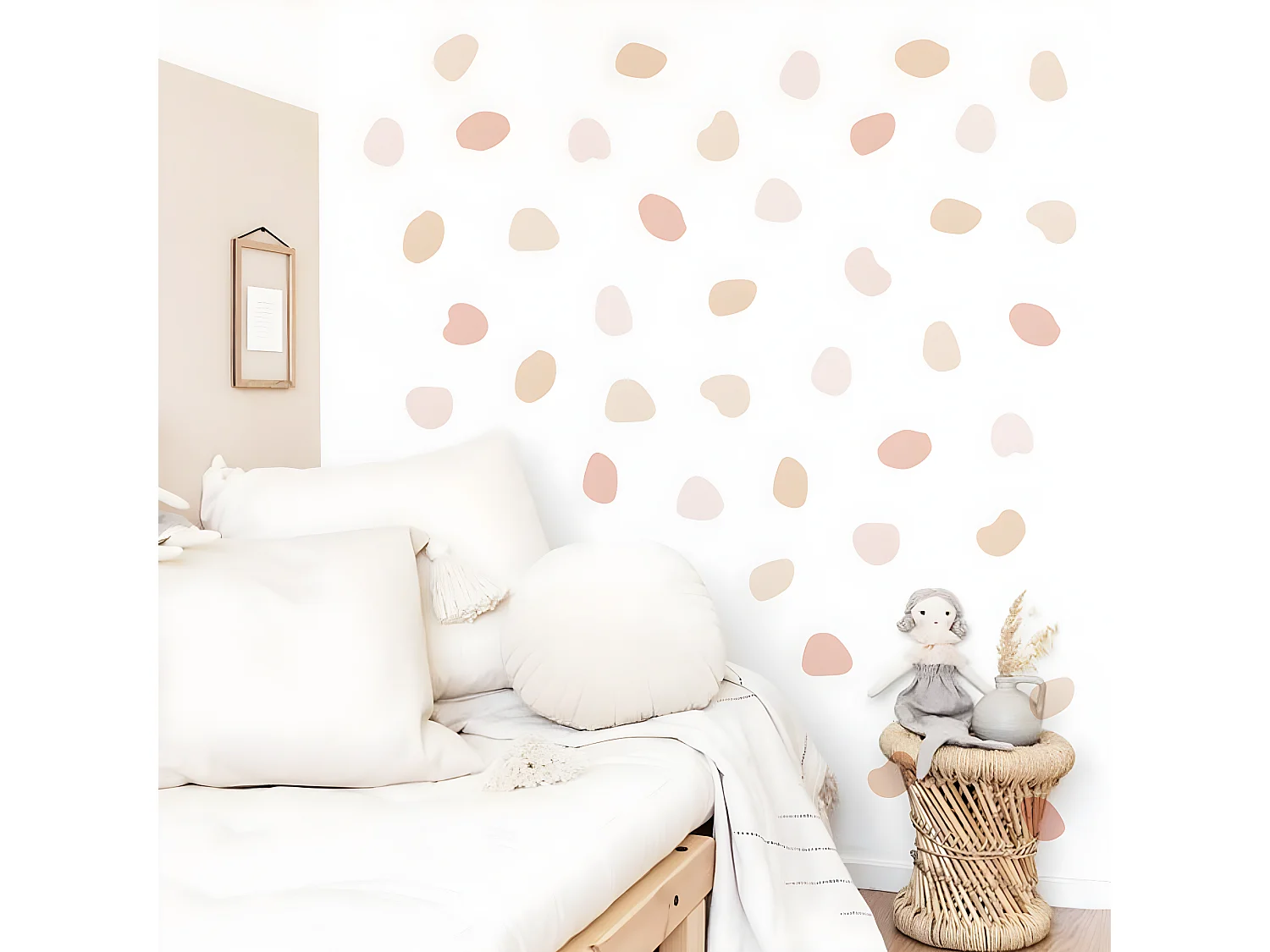 Stickers muraux en vinyle cailloux rose et beige