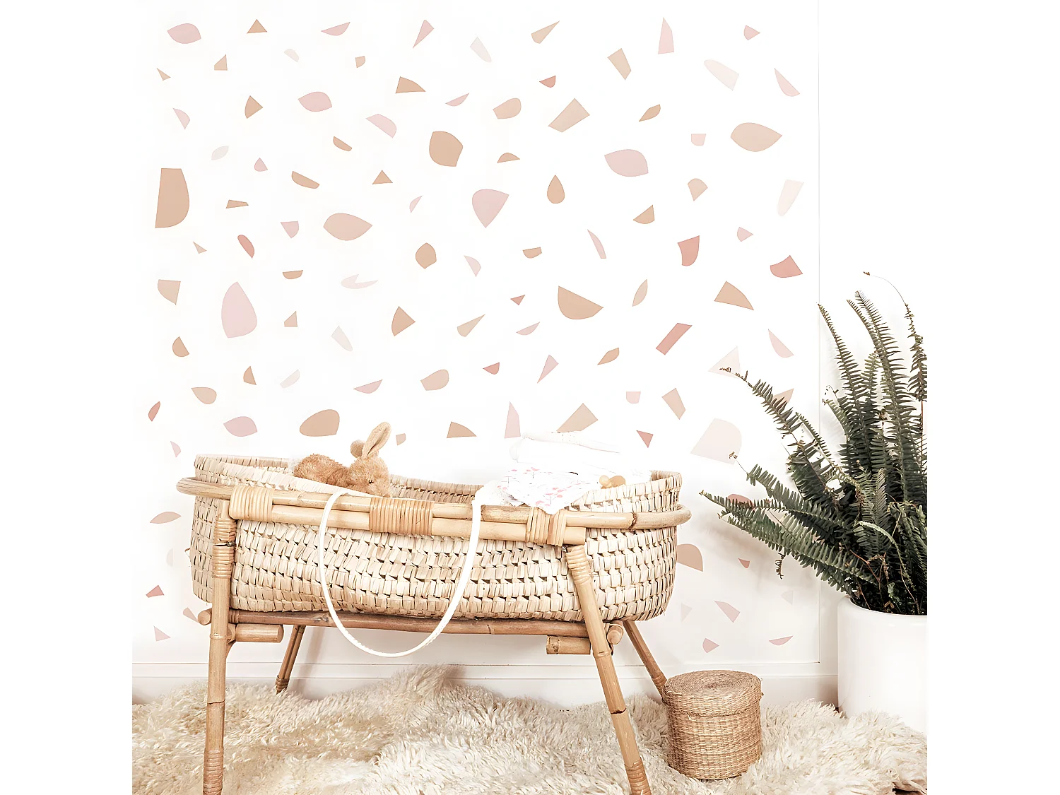 Stickers muraux en vinyle terrazzo rose et beige
