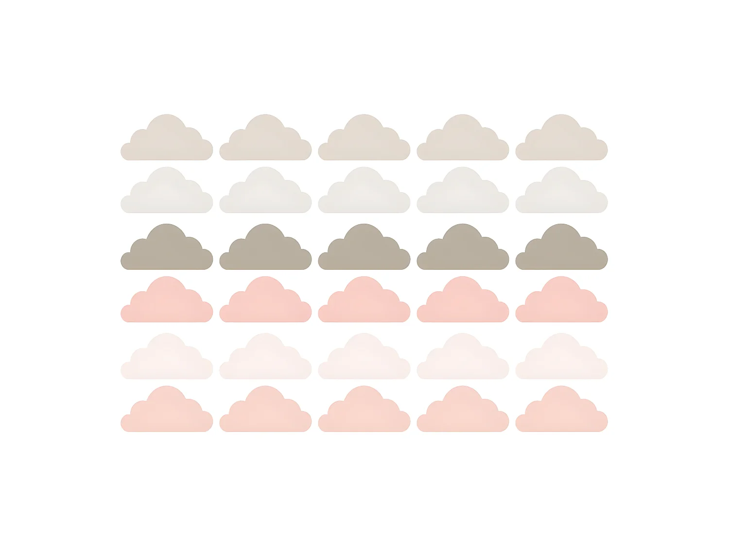 Stickers muraux en vinyle nuages rose et gris tourterelle