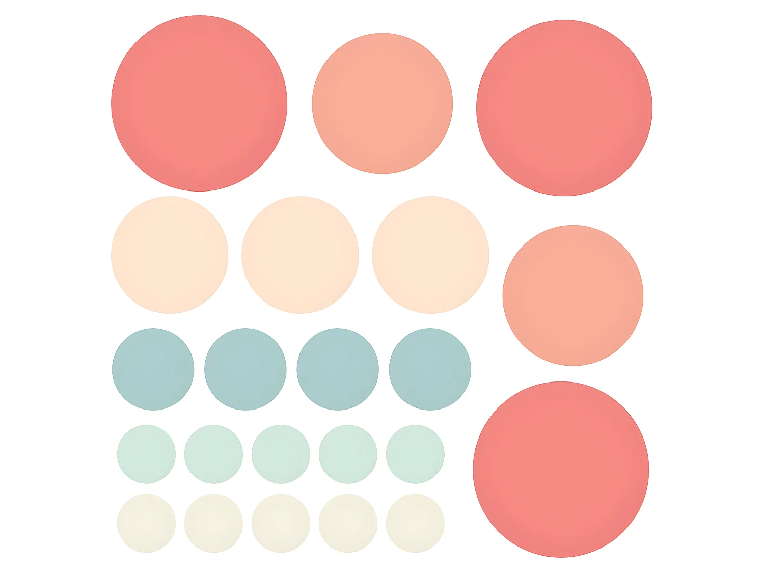 Stickers muraux en vinyle rondes mix pêche et vert