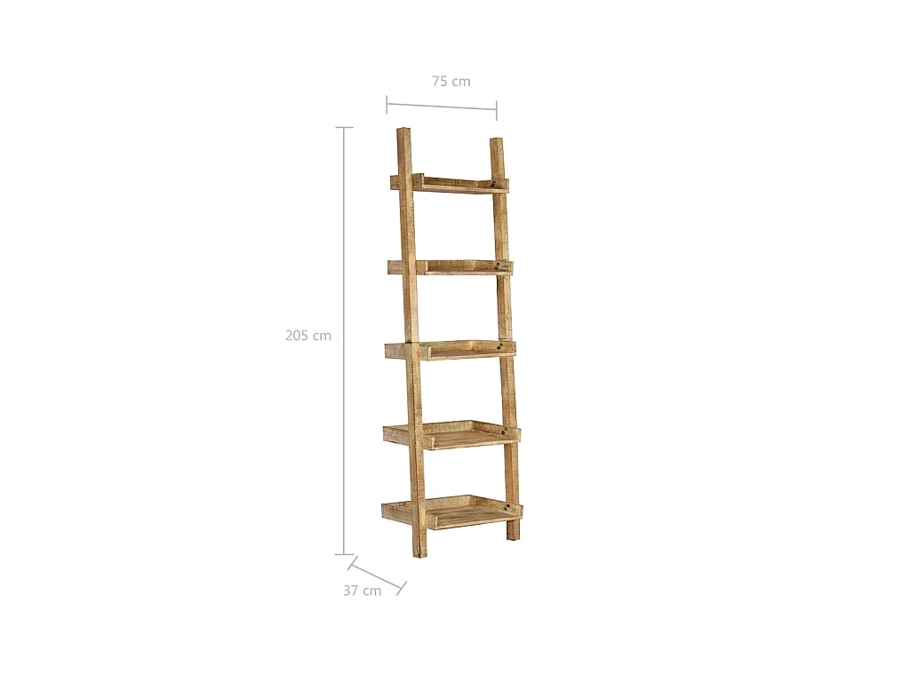 Étagère armoire meuble design étagère à échelle marron205 cm bois de manguier solide 2702075/2