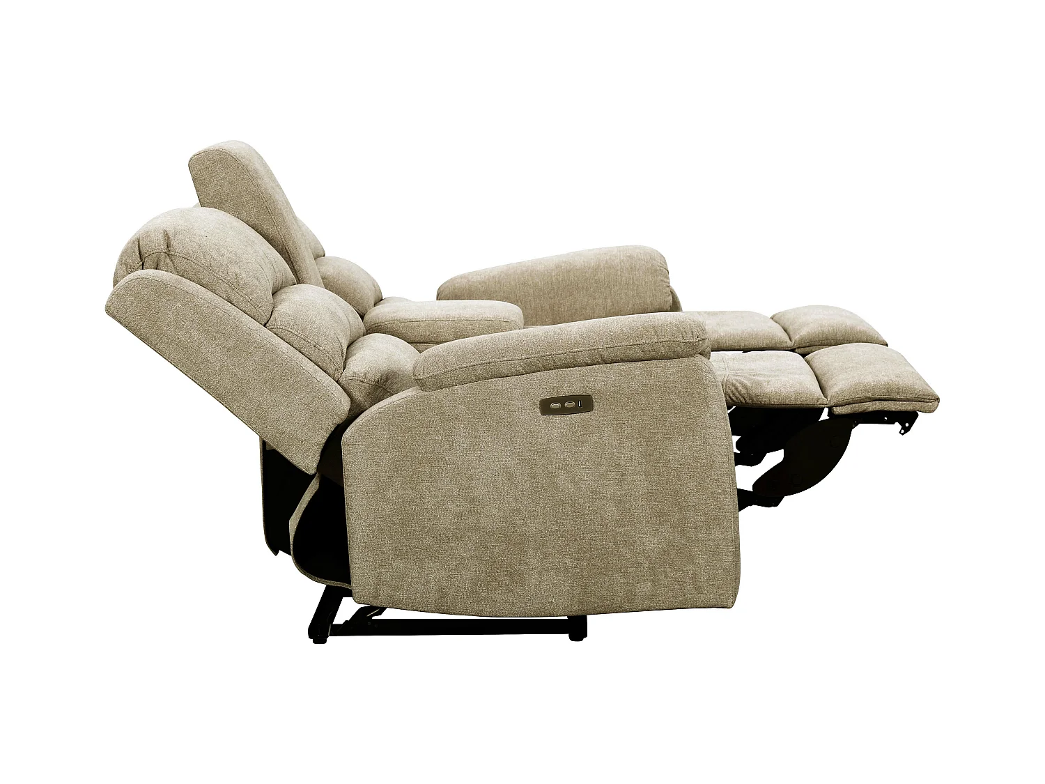 Couchgarnitur mit elektrischer Relaxfunktion 3+2+1 - Stoff - Taupe - NEVERS