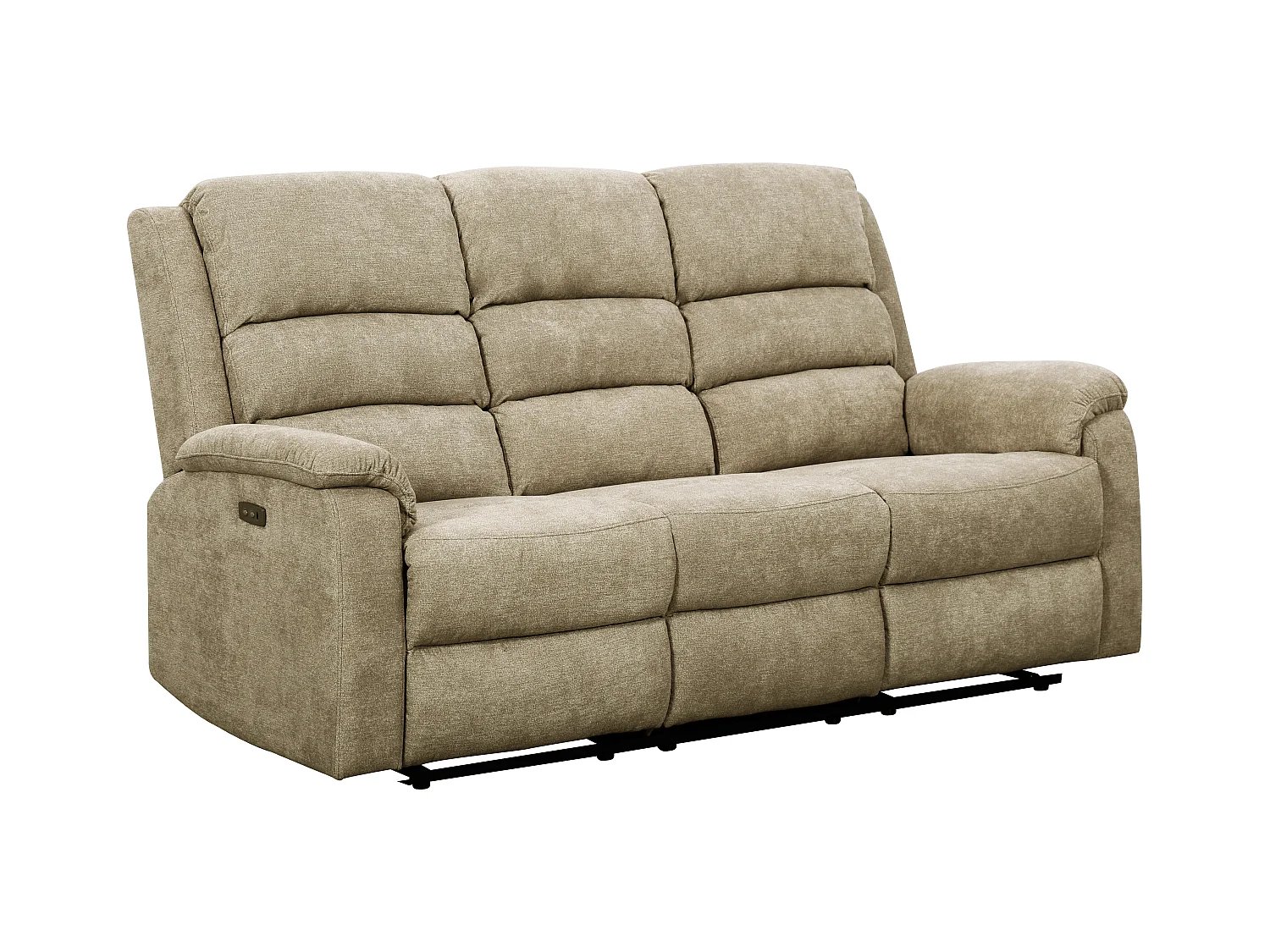 Couchgarnitur mit elektrischer Relaxfunktion 3+2+1 - Stoff - Taupe - NEVERS