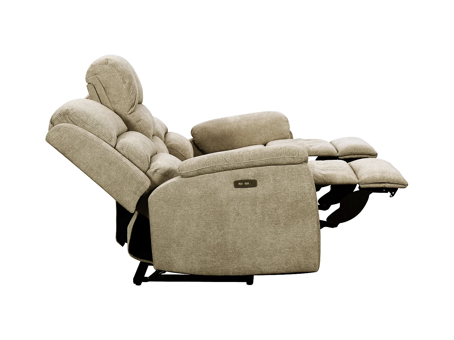 Couchgarnitur mit elektrischer Relaxfunktion 3+2+1 - Stoff - Taupe - NEVERS