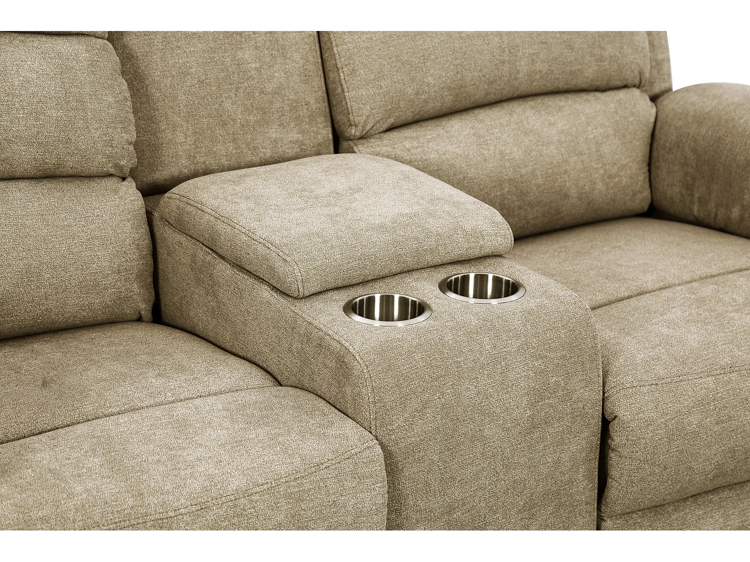 Canapés 3 places 2 places et un fauteuil relax électrique en tissu taupe NEVERS