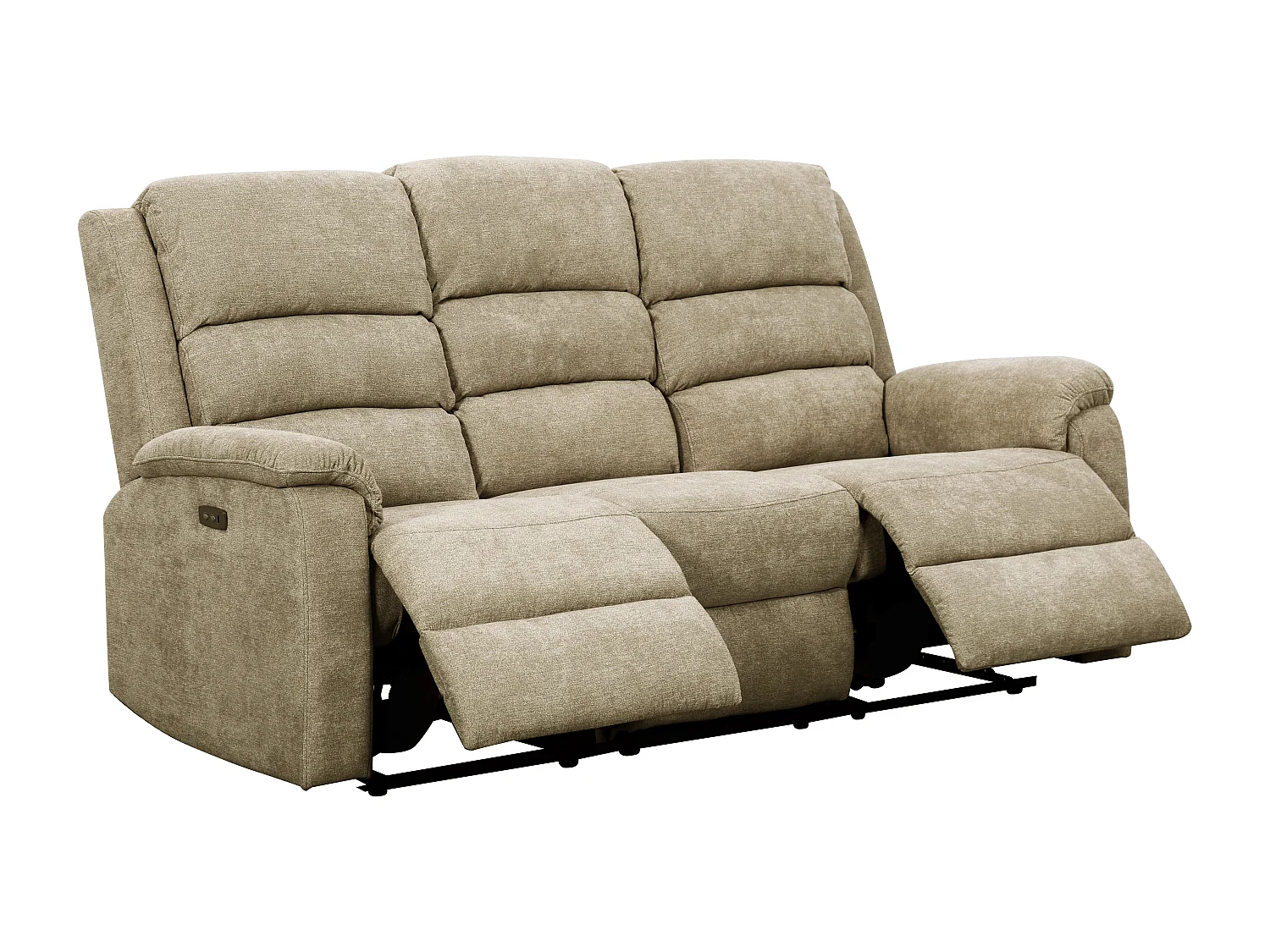 Canapés 3 places 2 places et un fauteuil relax électrique en tissu taupe NEVERS