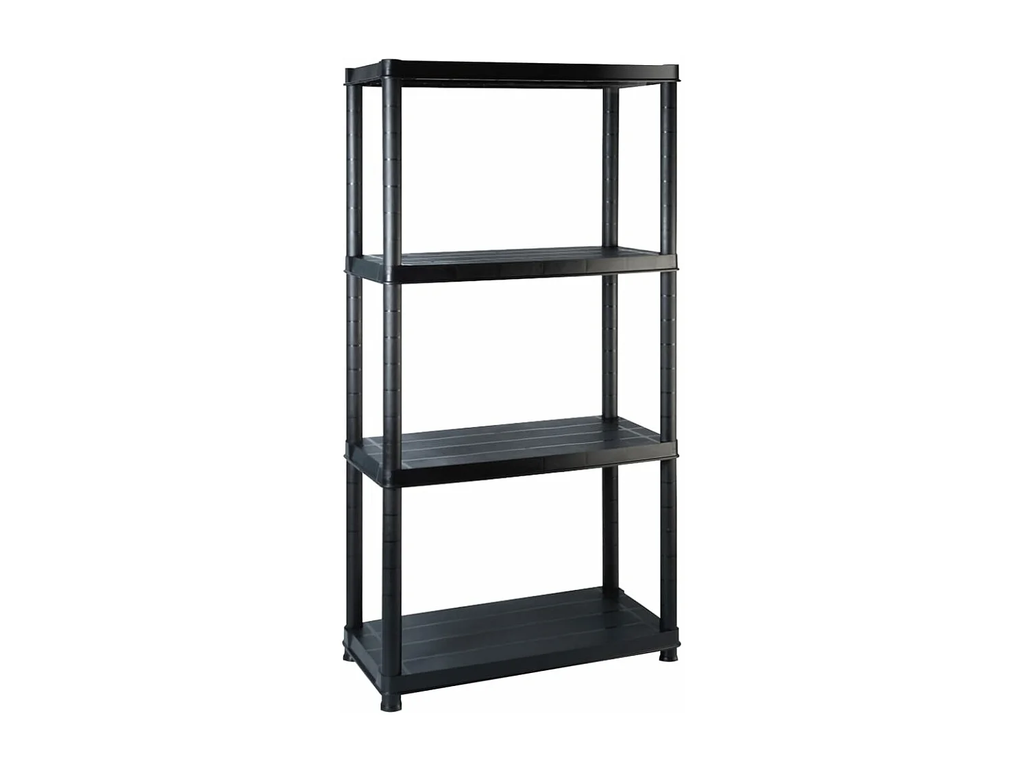 Estante de armazenamento com 4 níveis de plástico preto de 130 cm 02_0000647