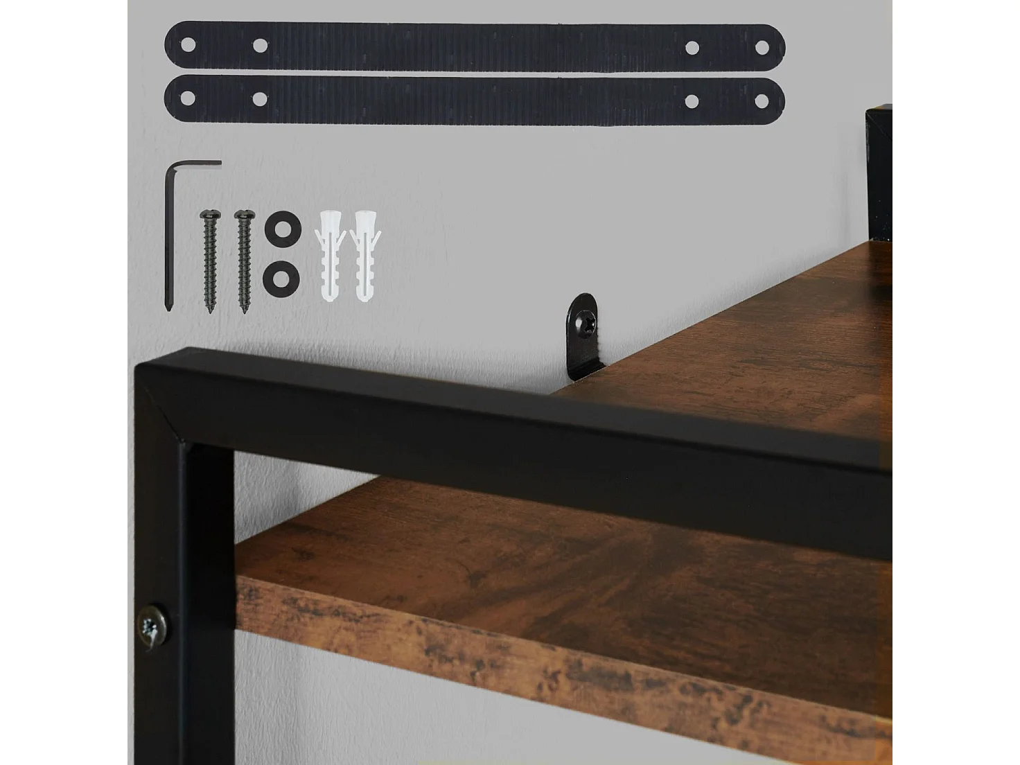 Gran librería de estilo industrial/vintage 5 niveles 1515 cm marrón 08_0000575