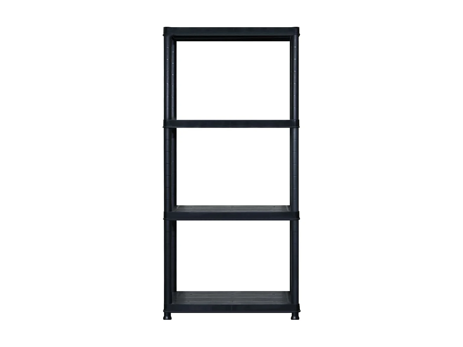 Estante de armazenamento com 4 níveis de plástico preto de 130 cm 02_0000645