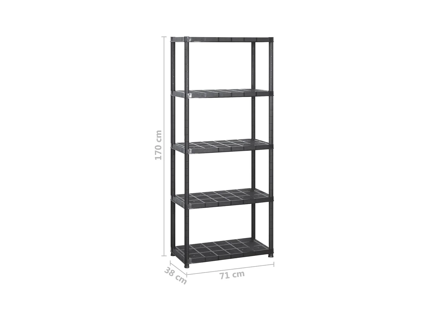 Ripiano portaoggetti a 5 ripiani 170 cm plastica nera 02_0000649