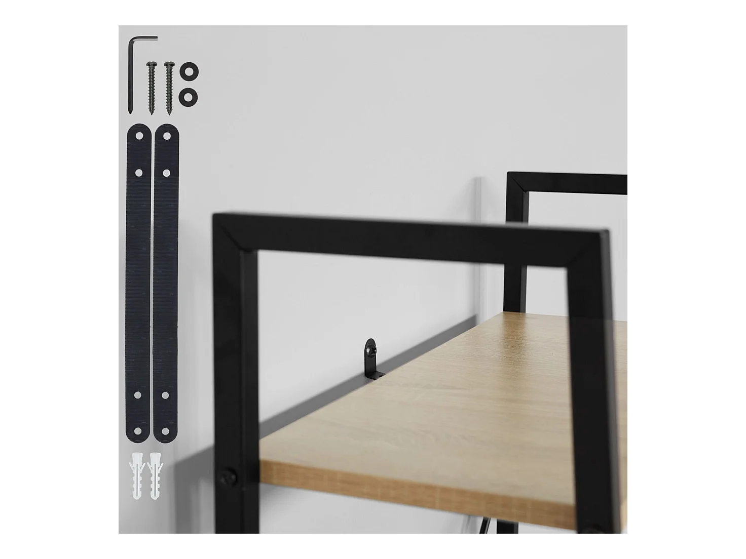 Estante grande com visual industrial/vintage 4 níveis 139 cm bege 08_0000559