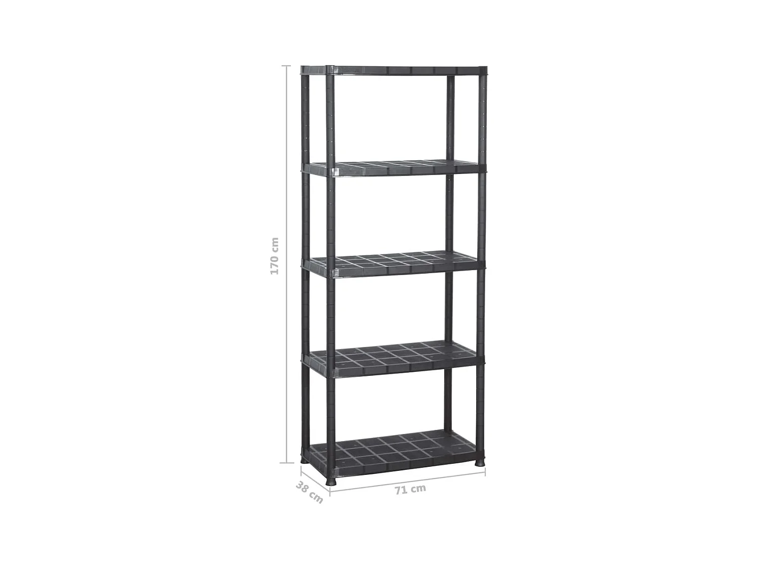 Étagère de rangement à noire 71 x 38 x 170 cm 02_0000652