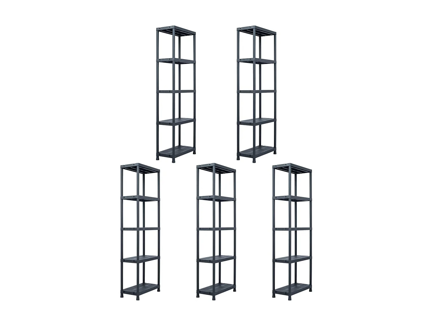 Étagères de rangement 5 noire 60 x 30 x 180 cm 02_0000673