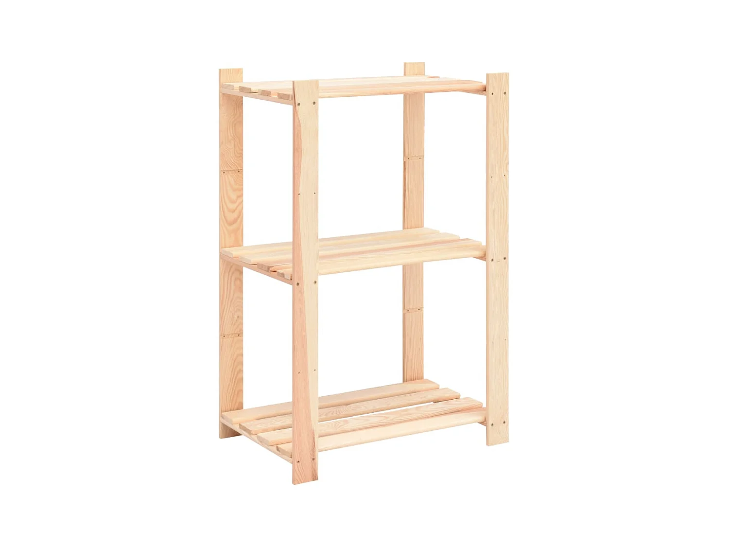 Juego de 2 estantes de almacenamiento de 3 niveles 60 x 38 x 90 cm pino 150 kg beige 02_0000675