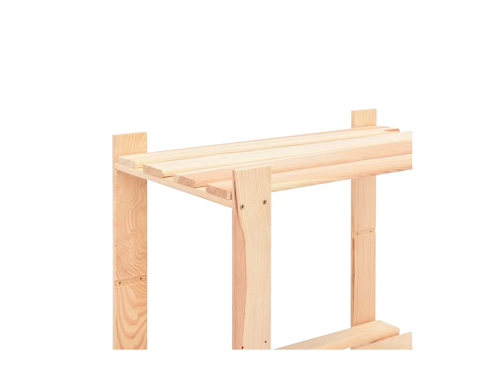 Juego de 2 estantes de almacenamiento de 3 niveles 60 x 38 x 90 cm pino 150 kg beige 02_0000675