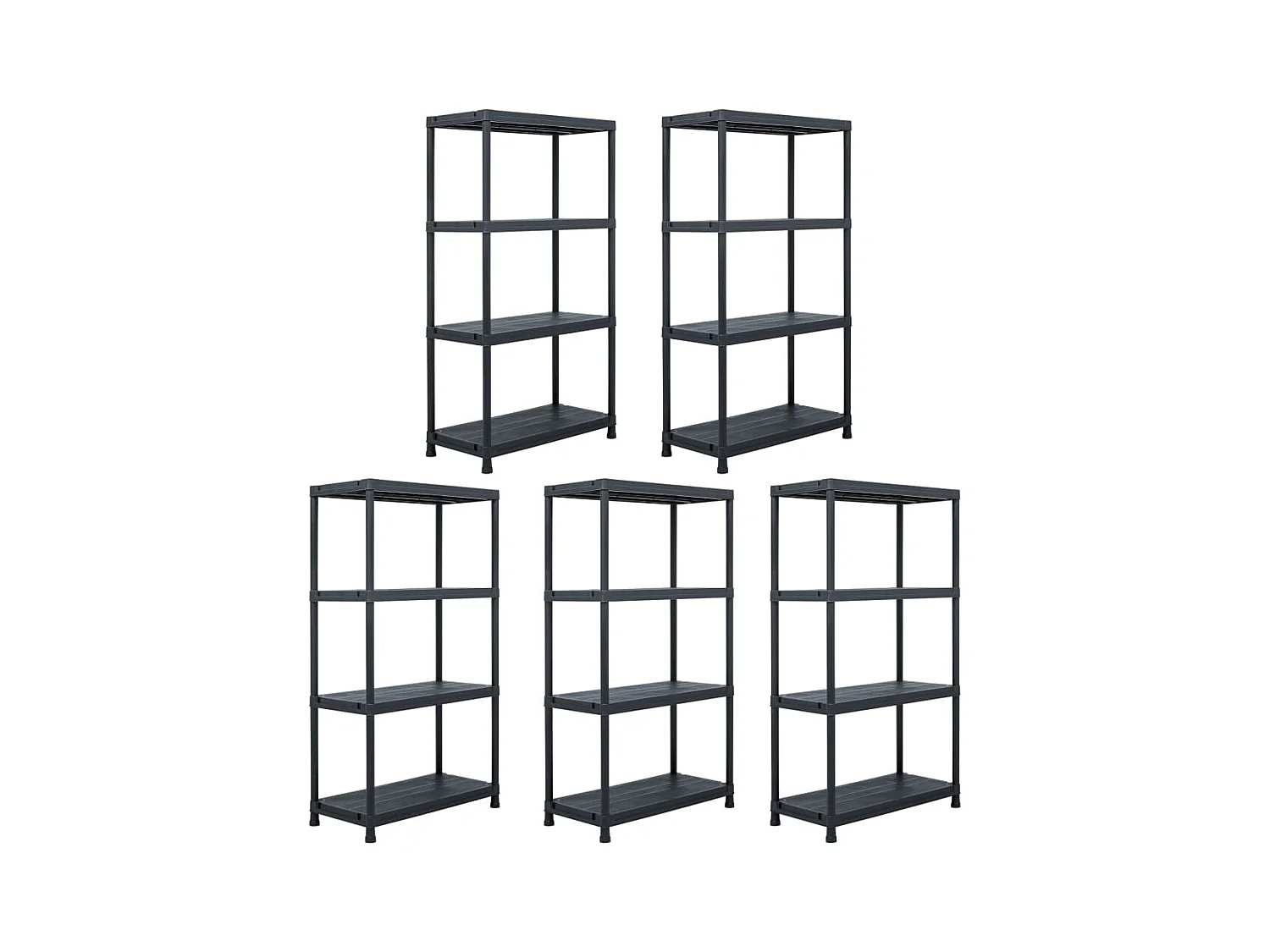 Scaffali portaoggetti 5 pezzi 60 x 30 x 138 cm in plastica nera 02_0000674