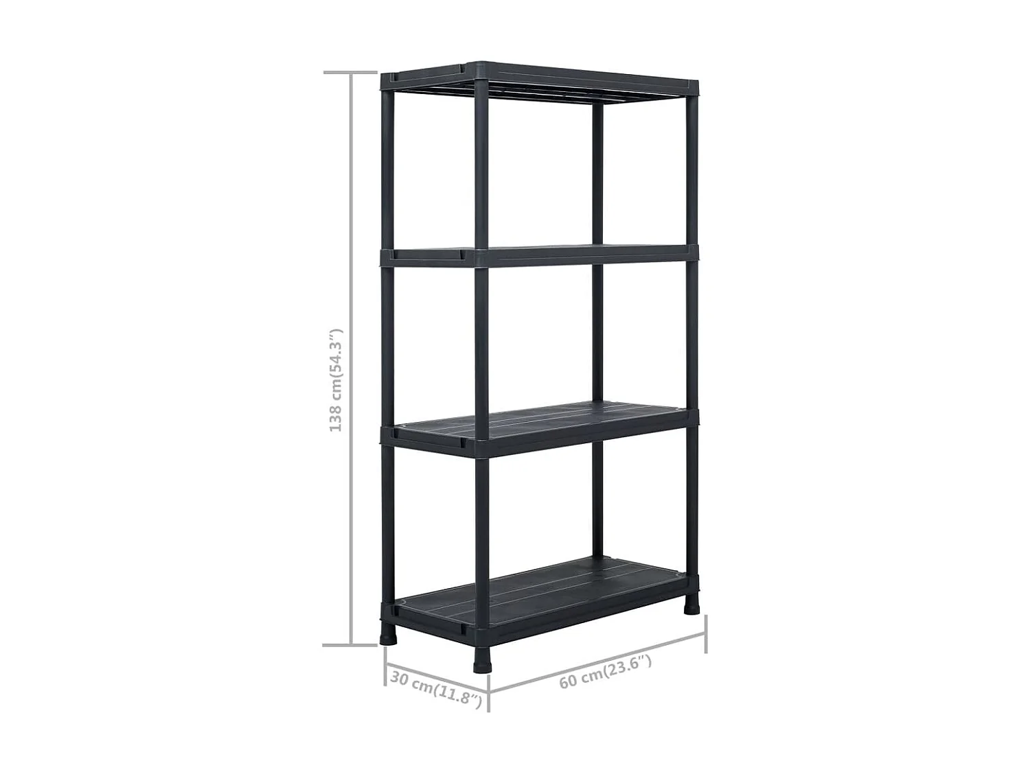 Estantes de almacenamiento de 5 piezas 60 x 30 x 138 cm plástico negro 02_0000674